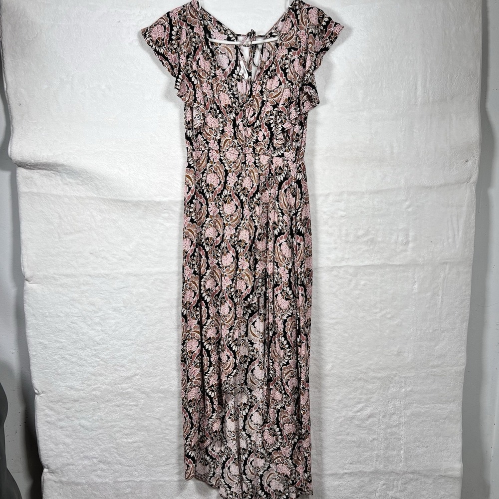 Maurices Romper Maxi Skirt Medium Pink Gold Floral Cottagecore Babydoll Y2K‎